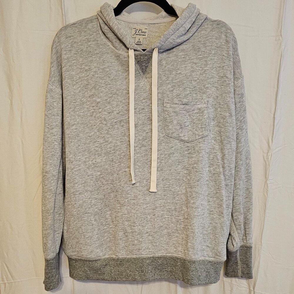 J. Crew Vintage cotton terry relaxed hoodie in Heather Grey (S)